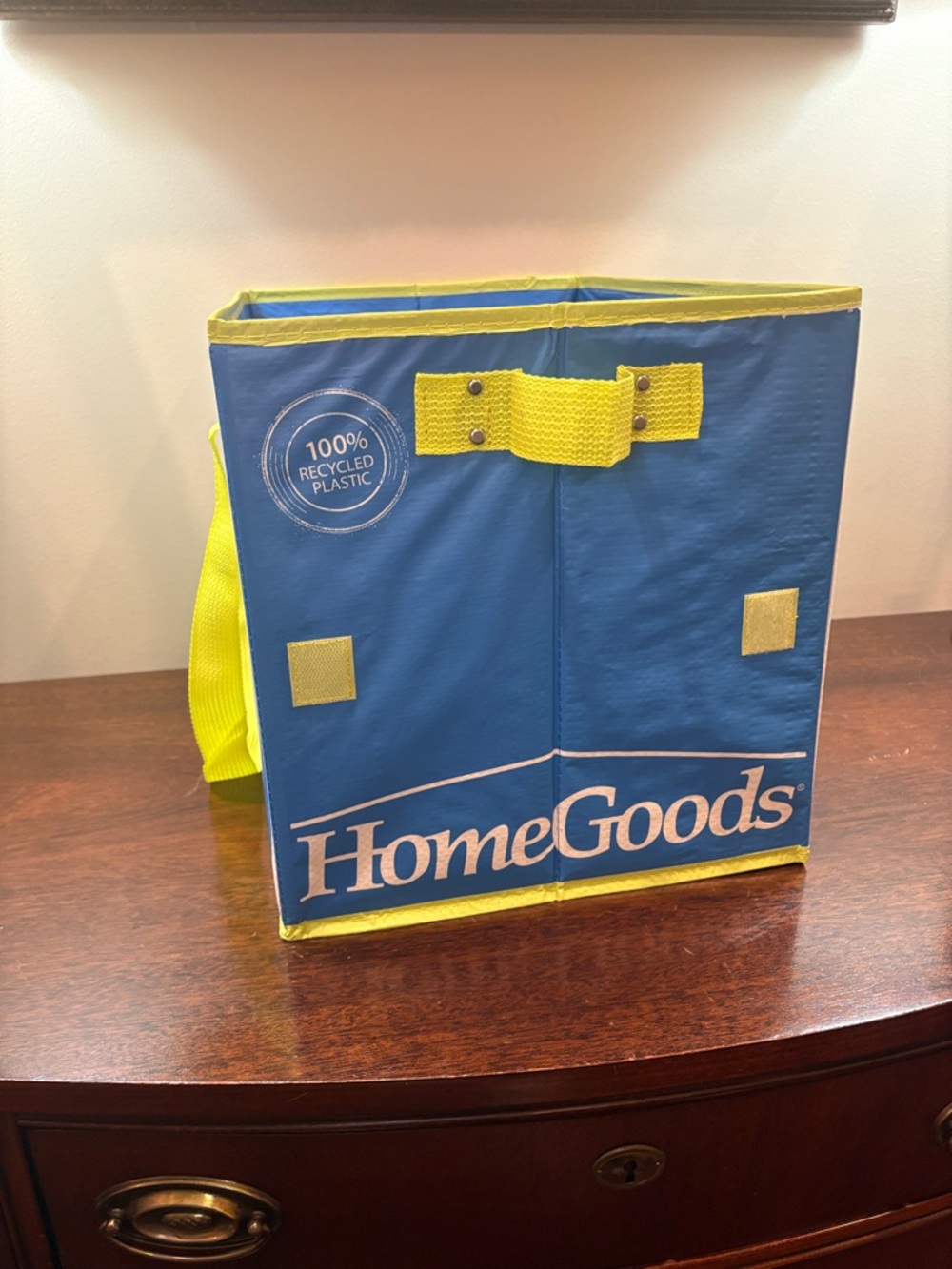 Collapsible Box Tote - Blue and Yellow Trim - Picture 5 of 16